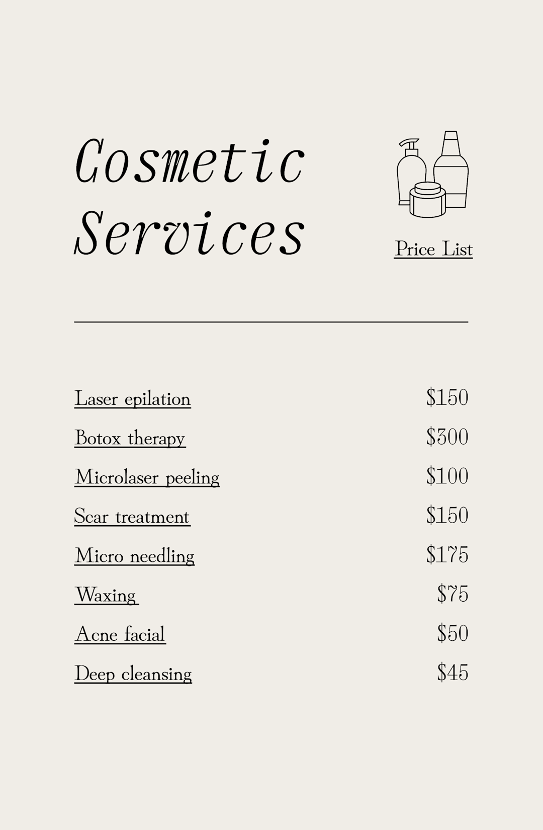 List of deals cosmetic
