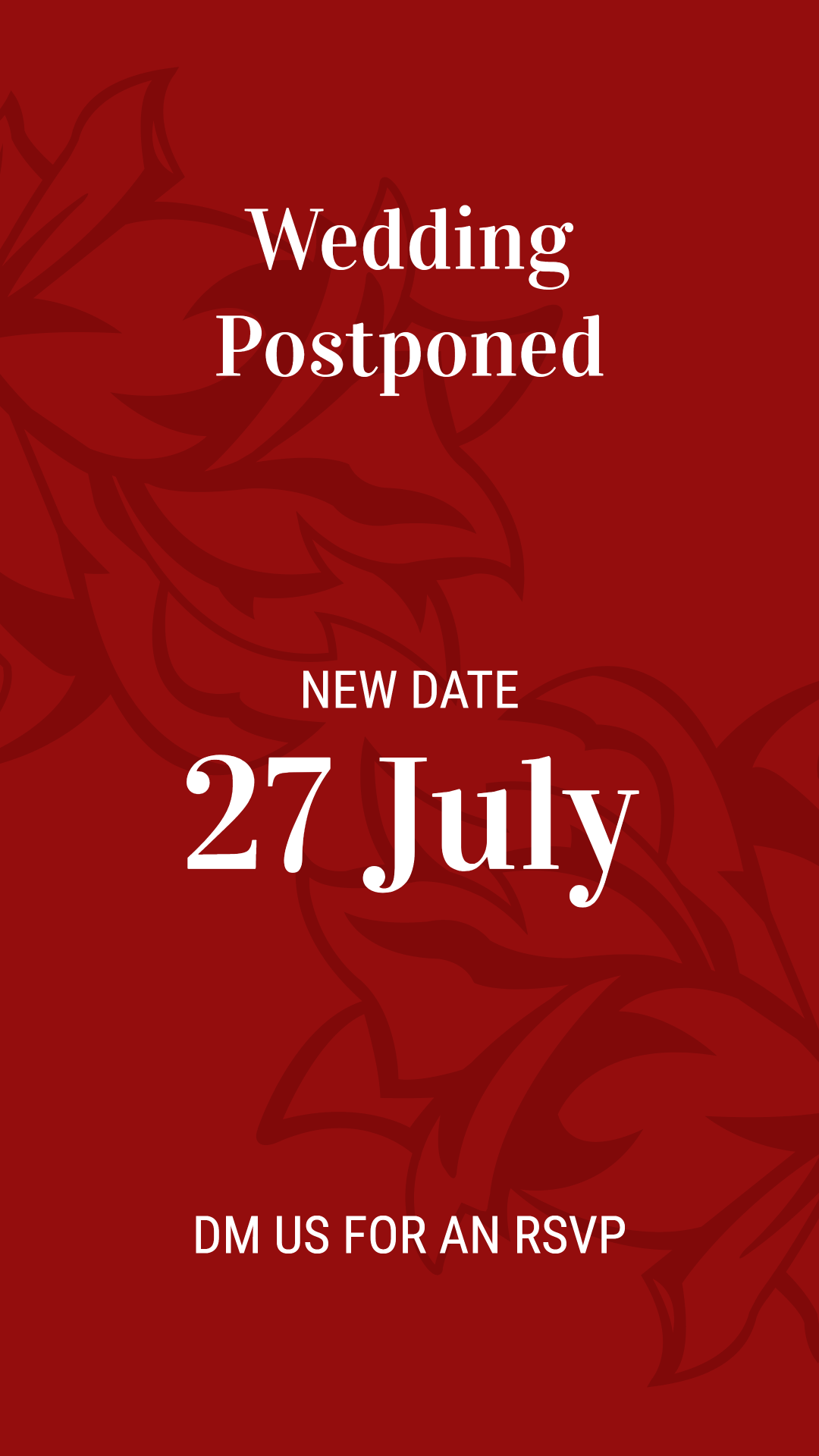 Wedding Postpones to 27 July