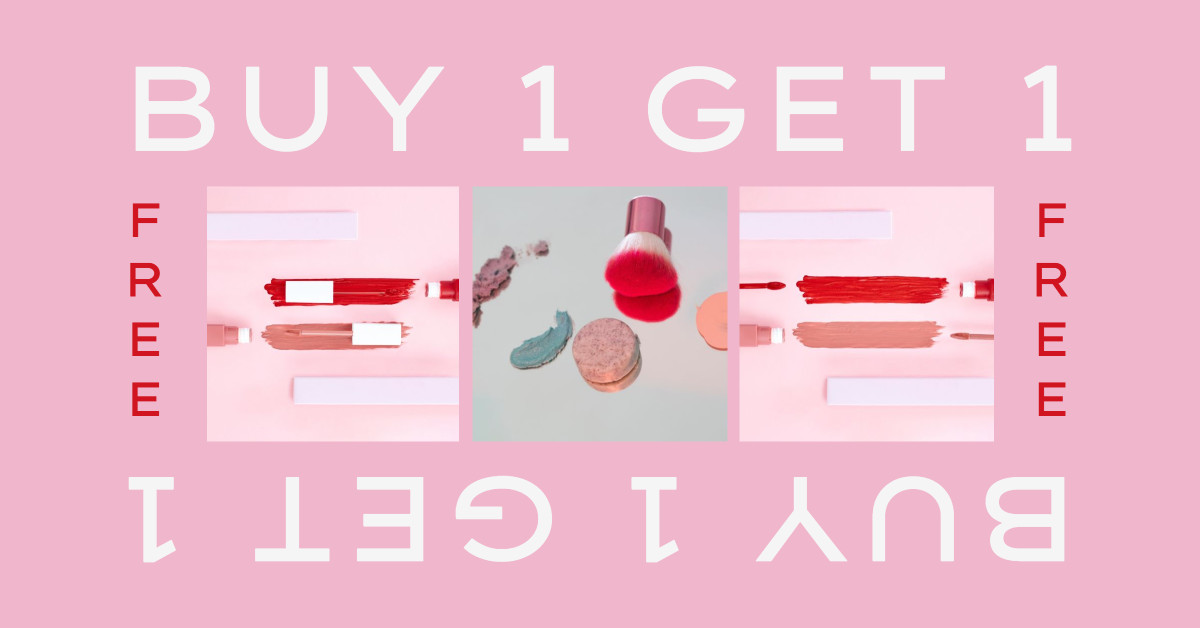 Cosmetics promotional Facebook template - Buy 1 get 1