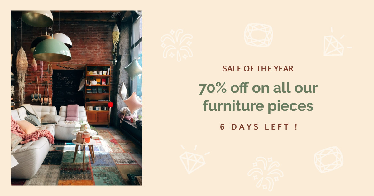 70% off on all our furniture pieces