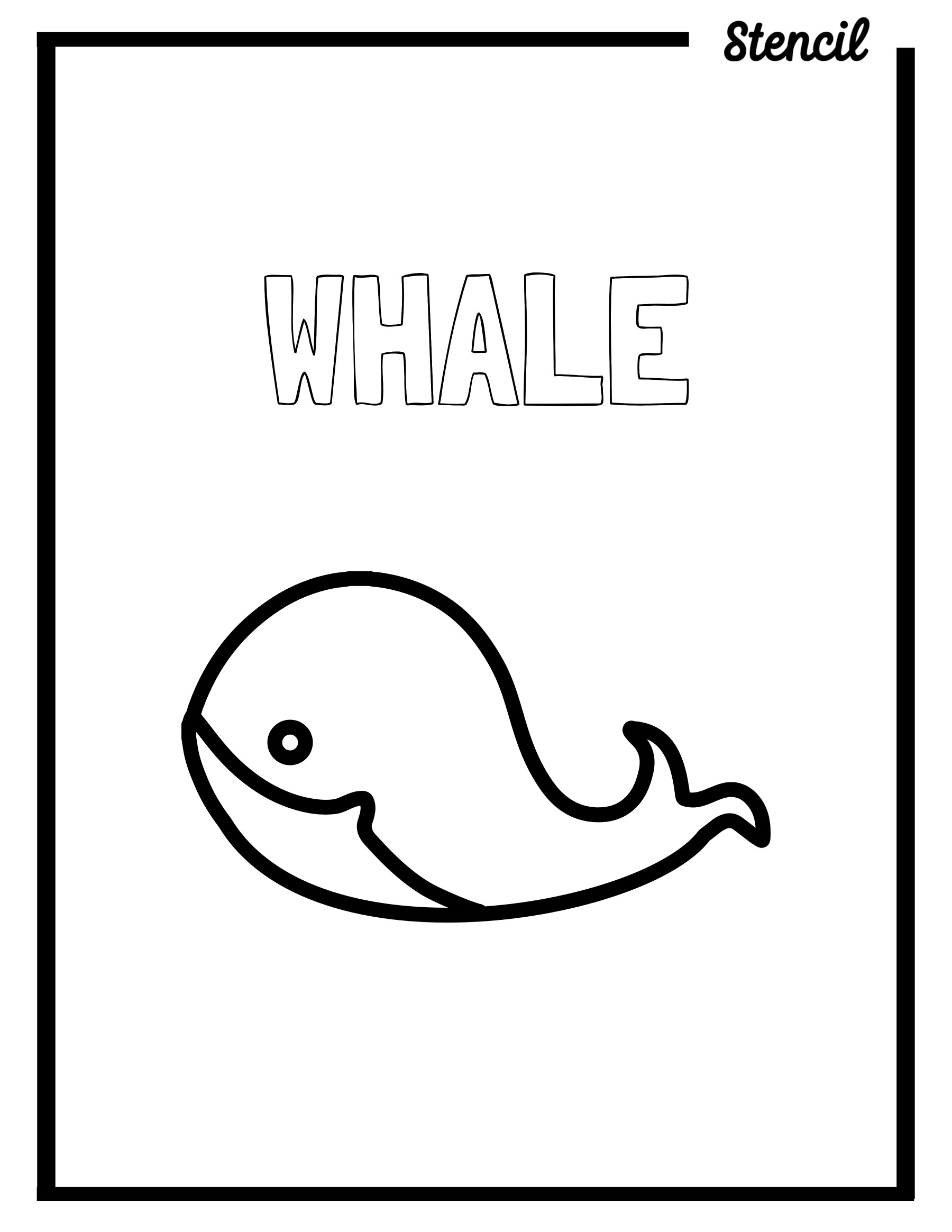 Whale Outline Templates Stencil