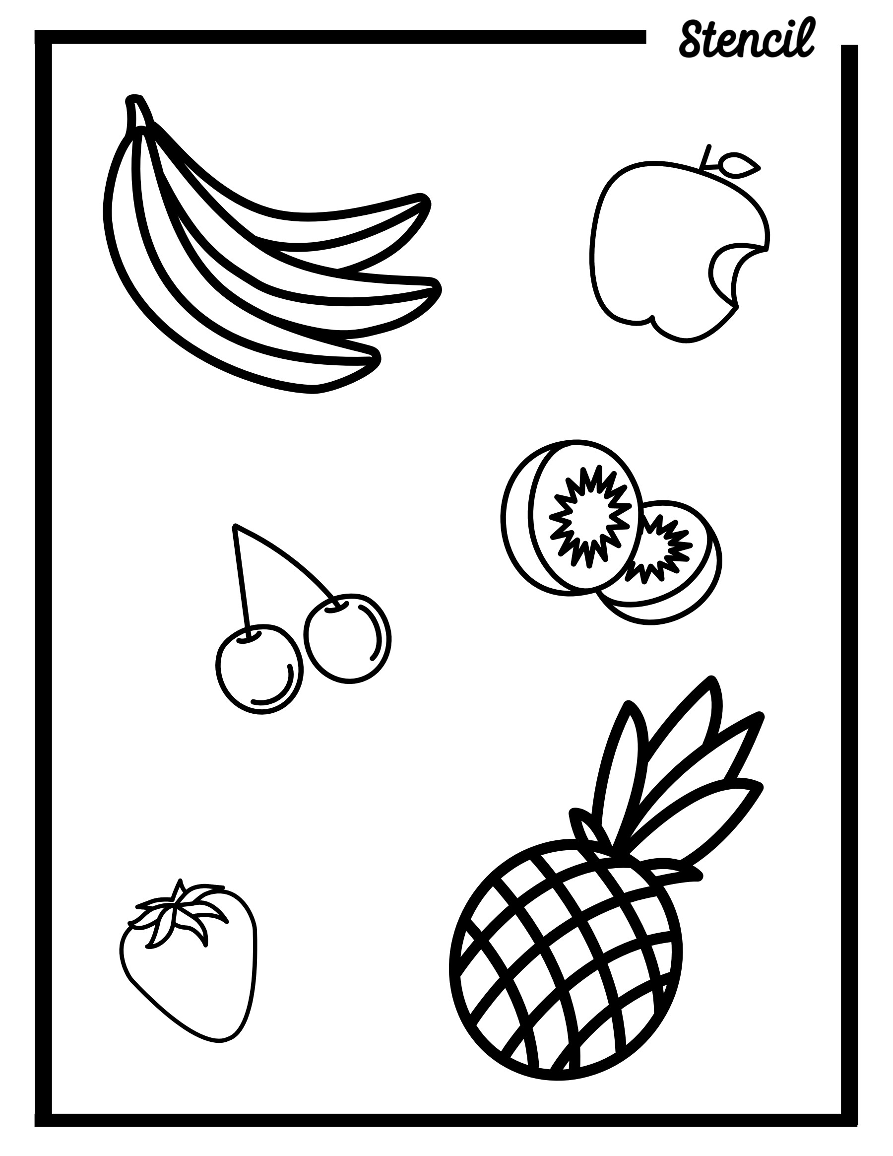 Variety of Fruits Outline | Templates | Stencil