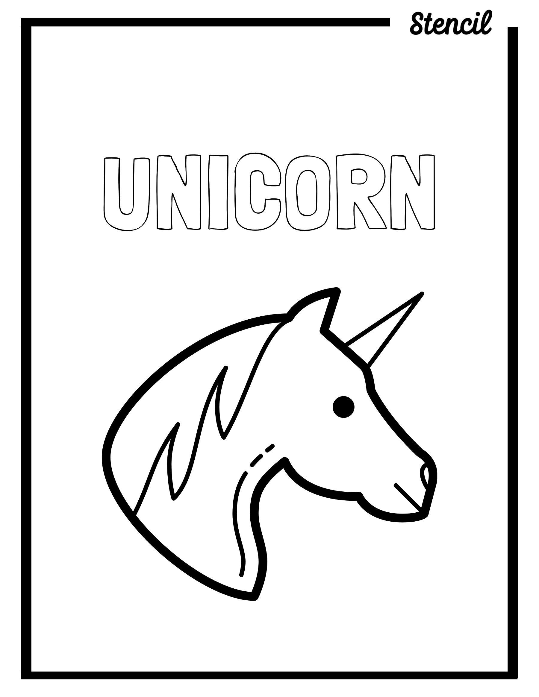 Unicorn Outline Templates Stencil