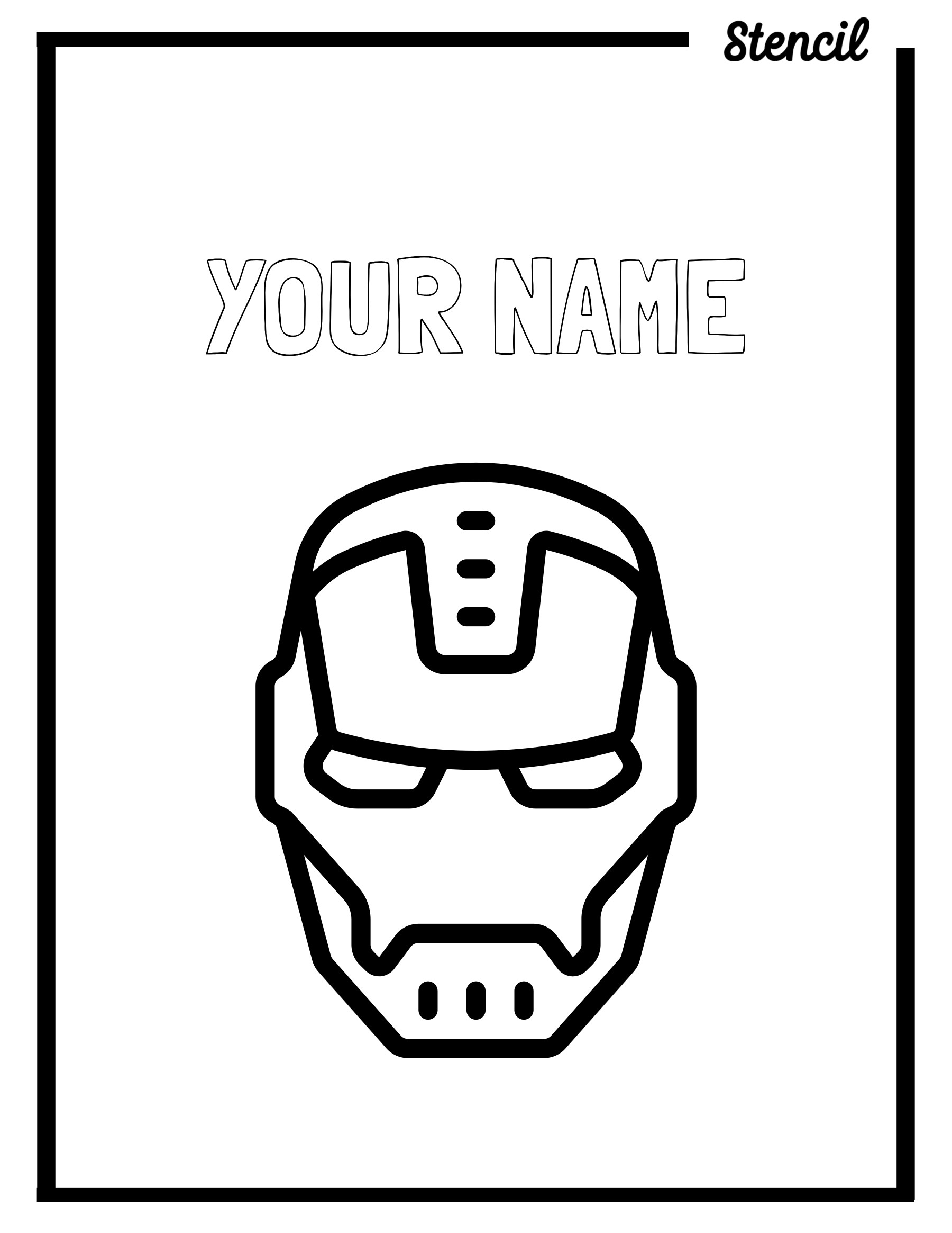 Iron Man Outline Templates Stencil