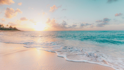 White Sand Beach Sunset - Zoom Virtual Background