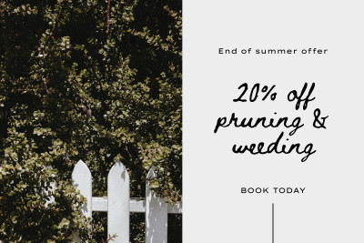 20% pruning and weeding