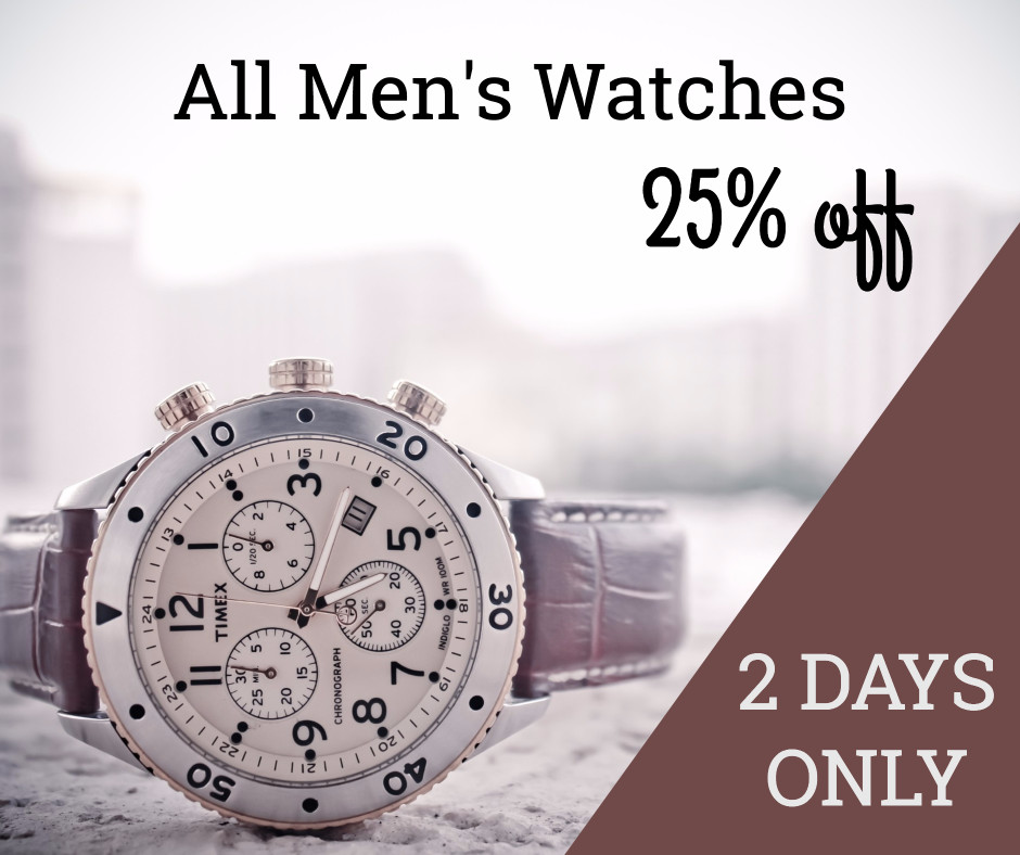 All men's watches 25% off