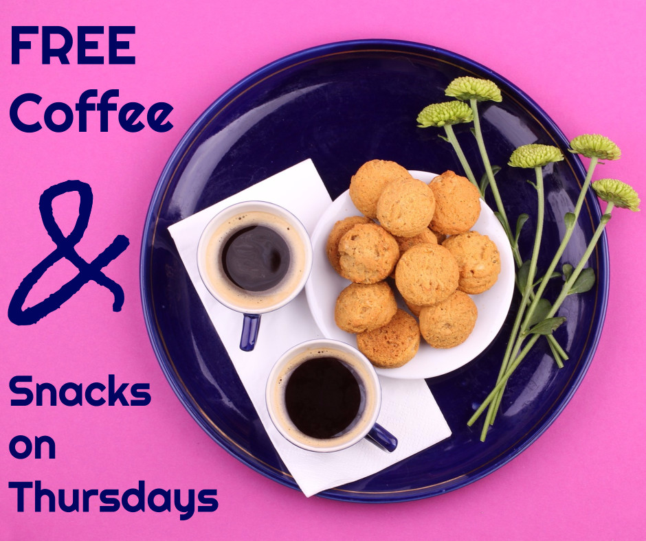 Free coffee & snacks on Thursdays