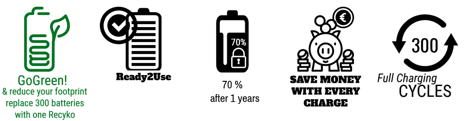 recyko + rechargable power batteries